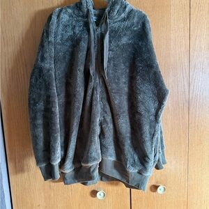 Aerie Plush Green Fleece Jacket